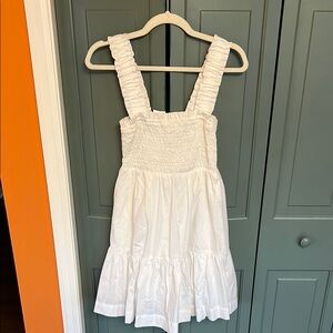 White Smocked Tiered Mini Sundress